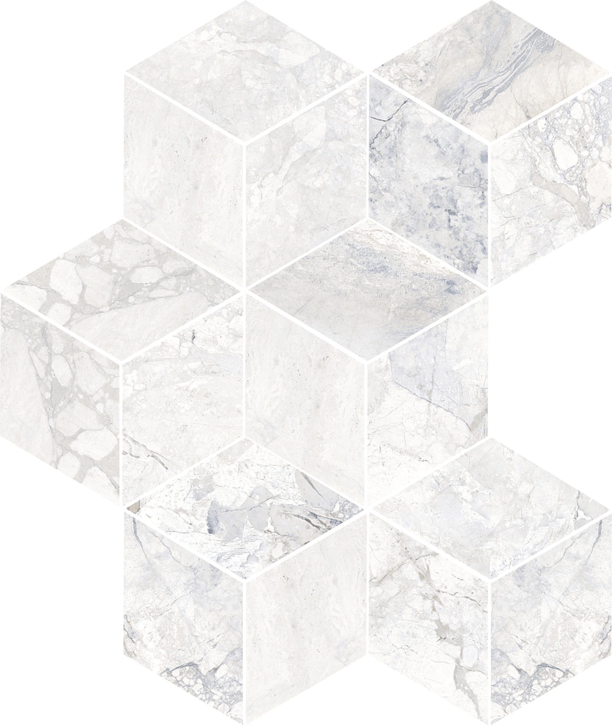 Eternal White Multi Finish Matte & Polished Hexagon Mosaic- SAMPLE