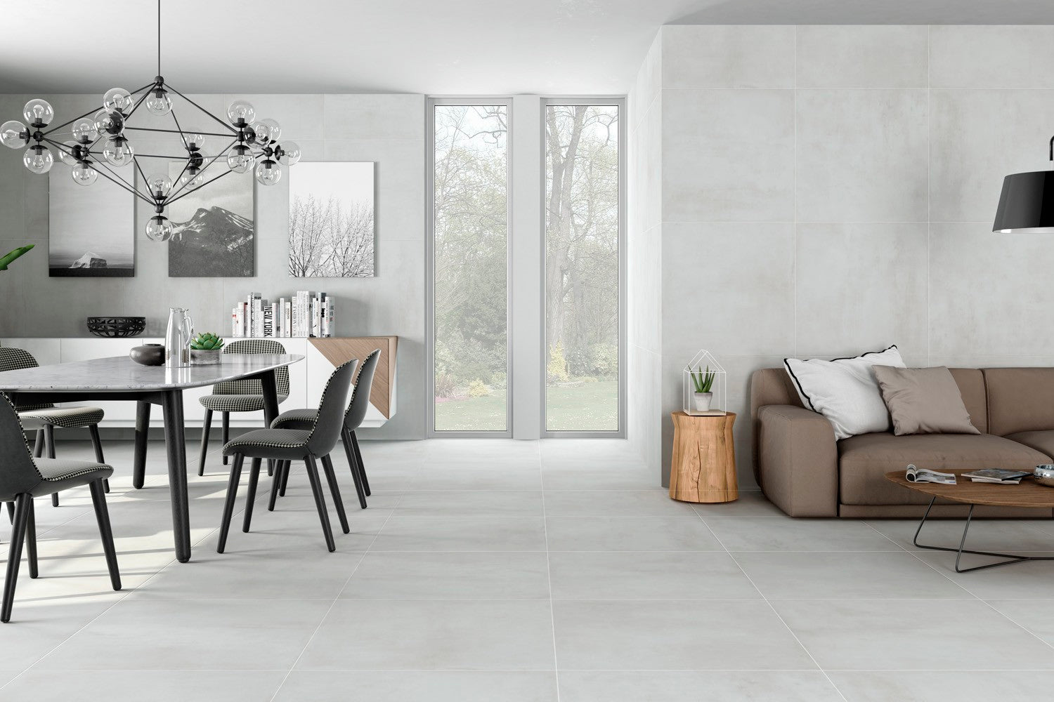 Mid-Century 24x24 Pearl White Matte Porcelain Tile