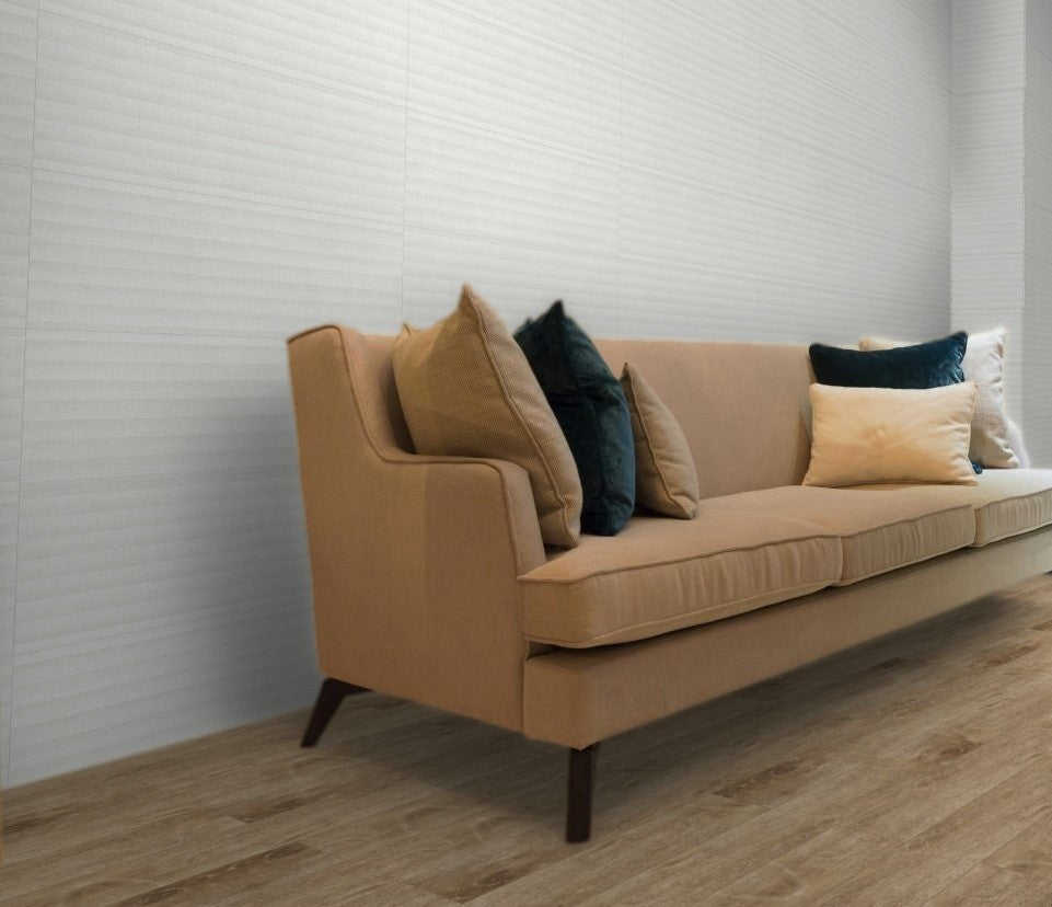 Textile 13x39 White Matte Ceramic Tile