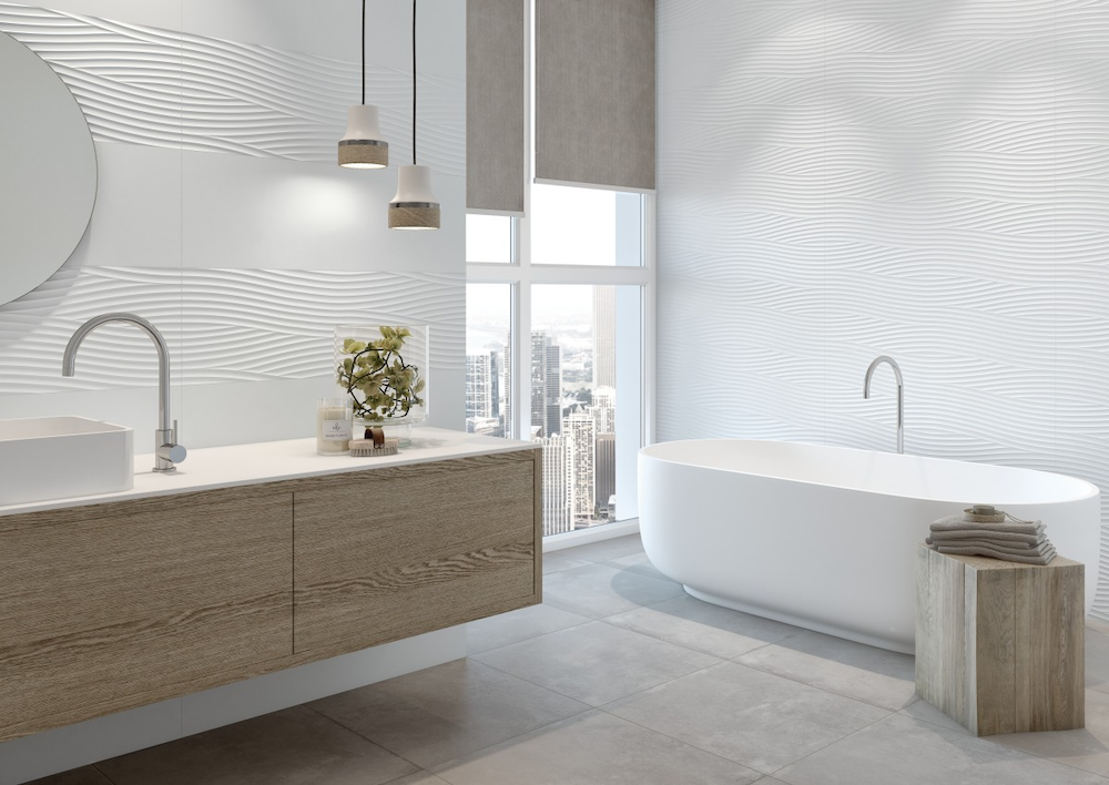 Vail 12.5x39.5 Baqueira White Wave Matte Tile