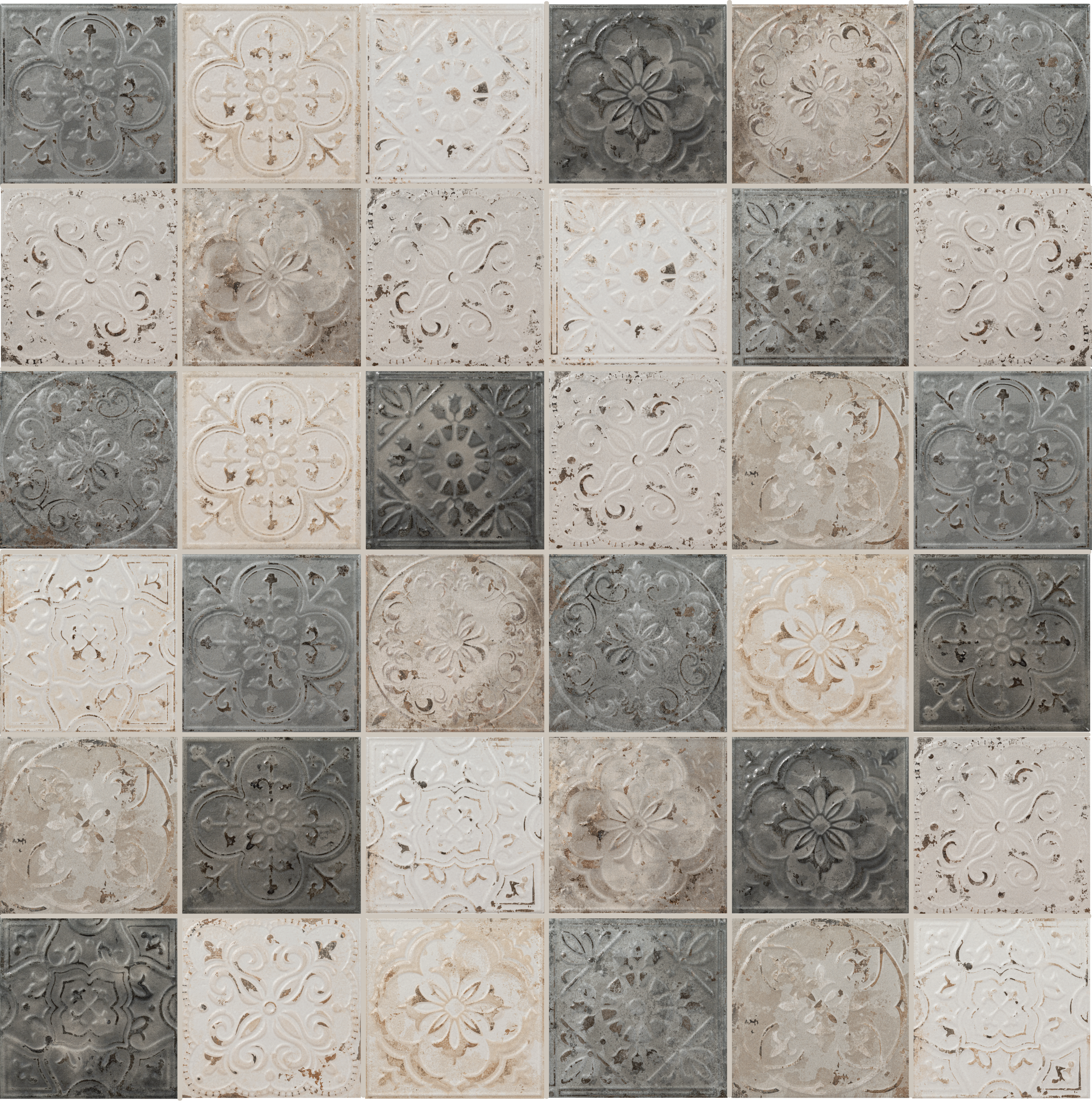 Antiquity 8x8 Mix Embossed Pattern Tile