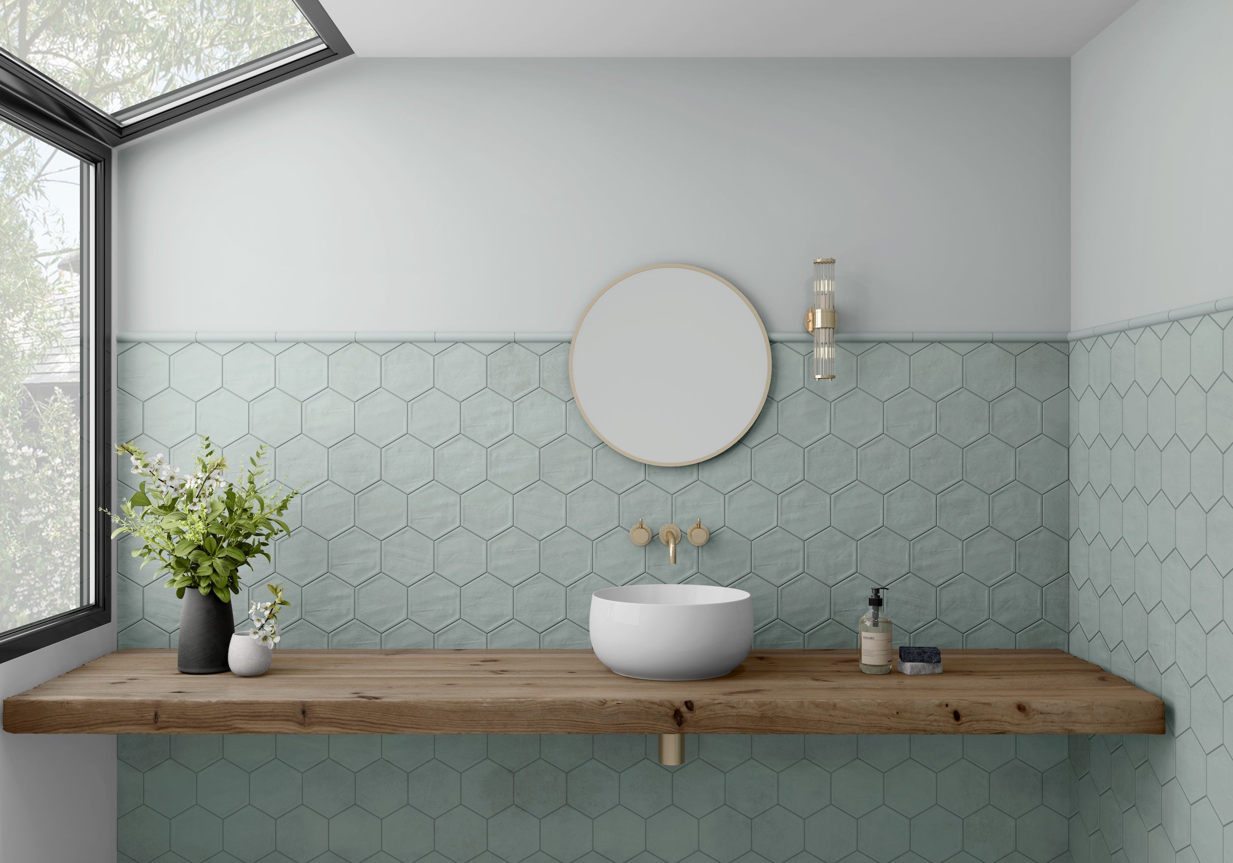 Bonita 5x6 Aqua Hexagon Porcelain Tile