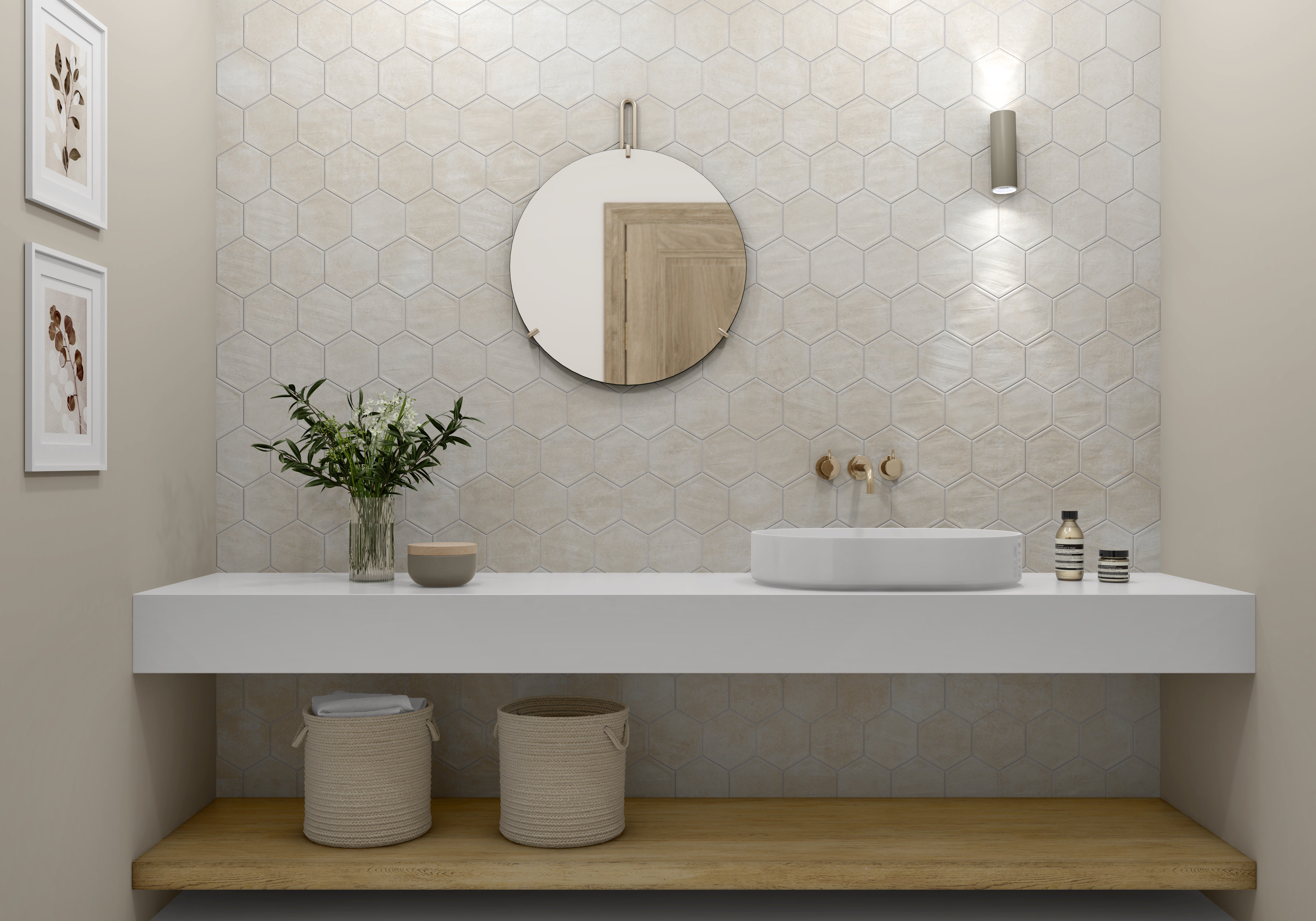 Bonita 5x6 Cream Hexagon Porcelain Tile