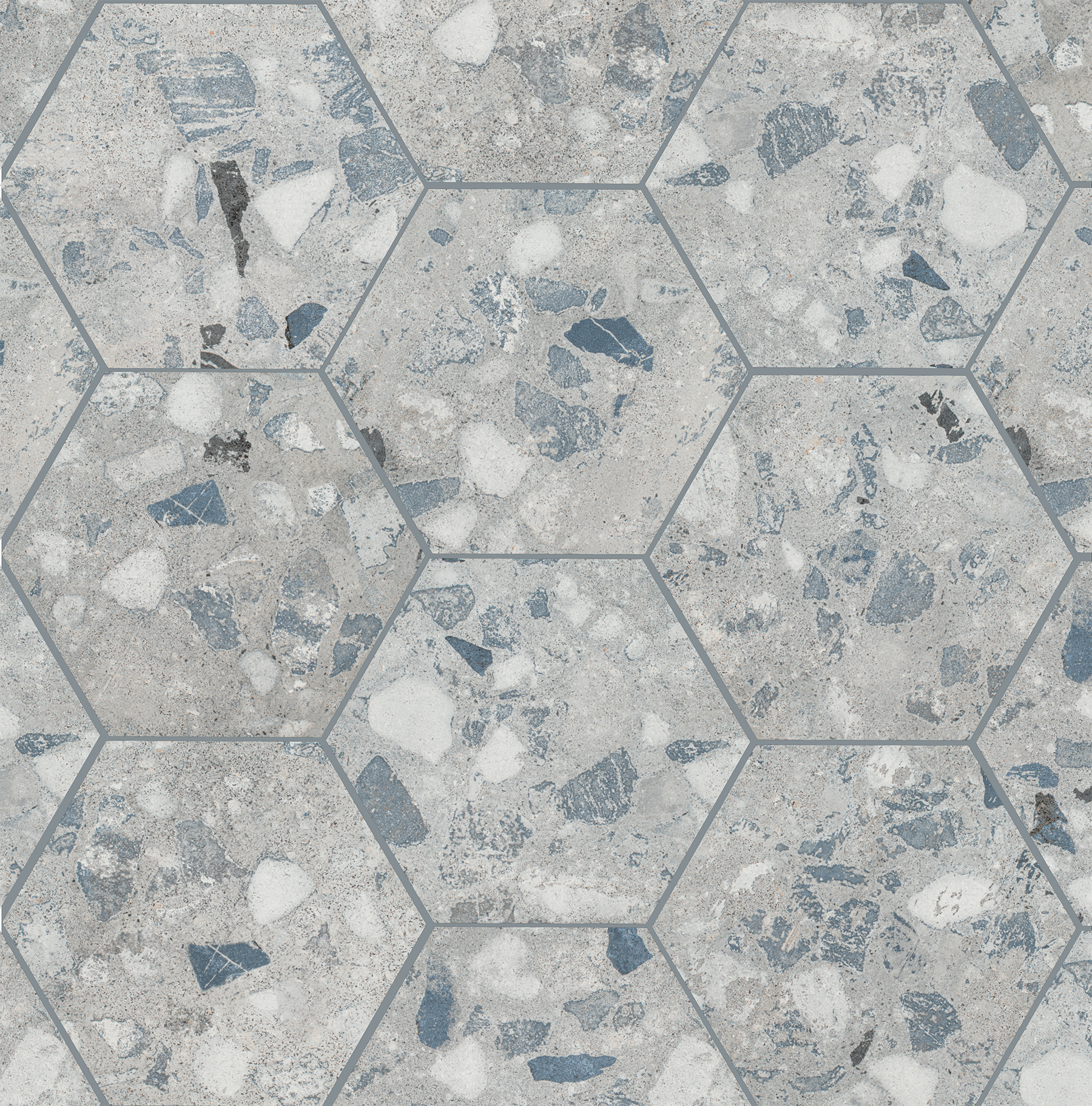 Cemrock 8.5x10 Hexagon Blue Porcelain Tile