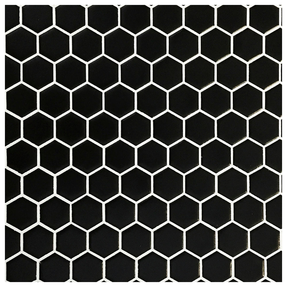 Makai Hexagon Black Gloss Mosaic Tile