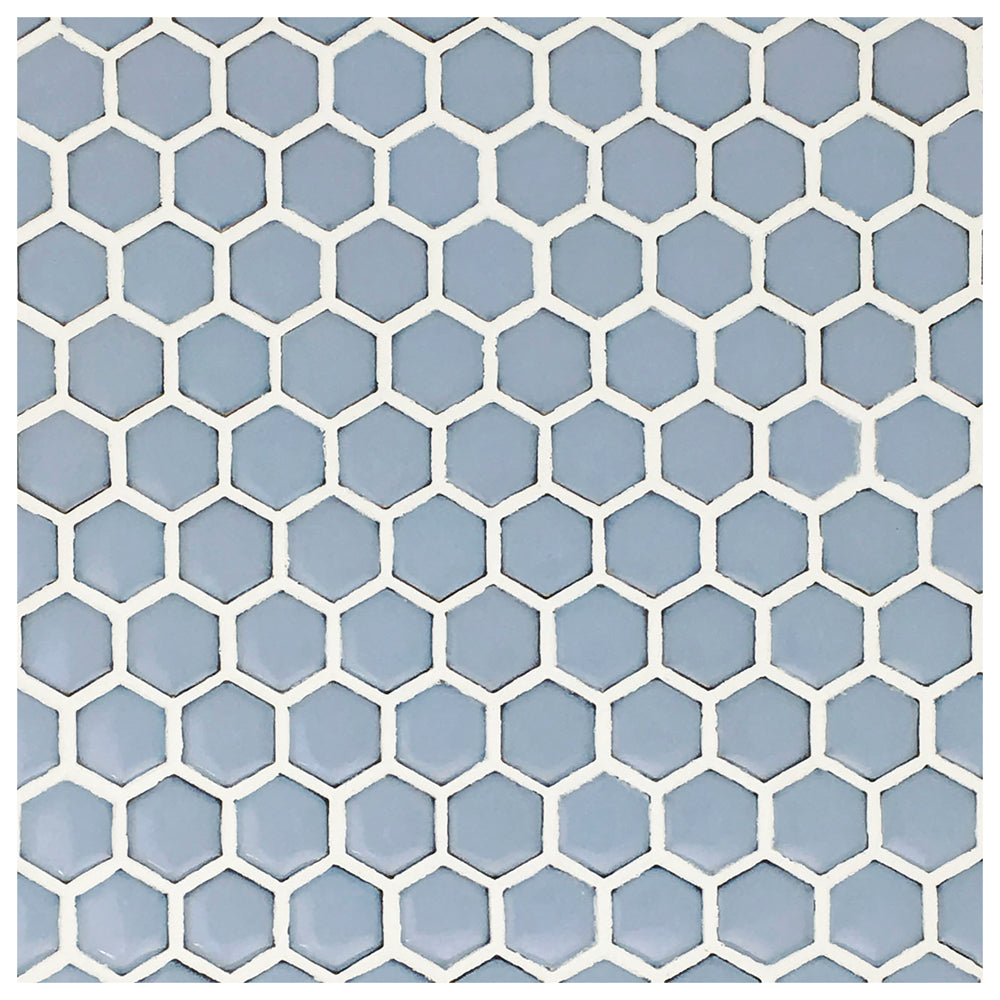 Makai Hexagon Cornflower Gloss Mosaic Tile