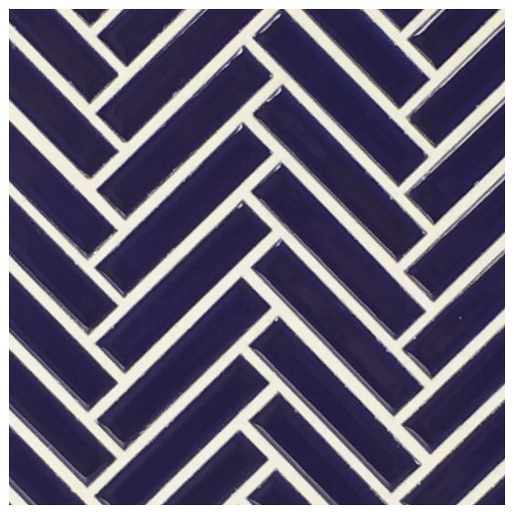 Makai Herringbone Cobalt Gloss Mosaic Tile