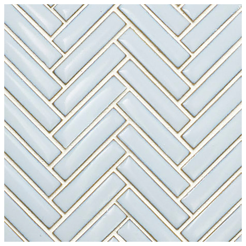 Makai Herringbone Cumulus Gloss Mosaic Tile