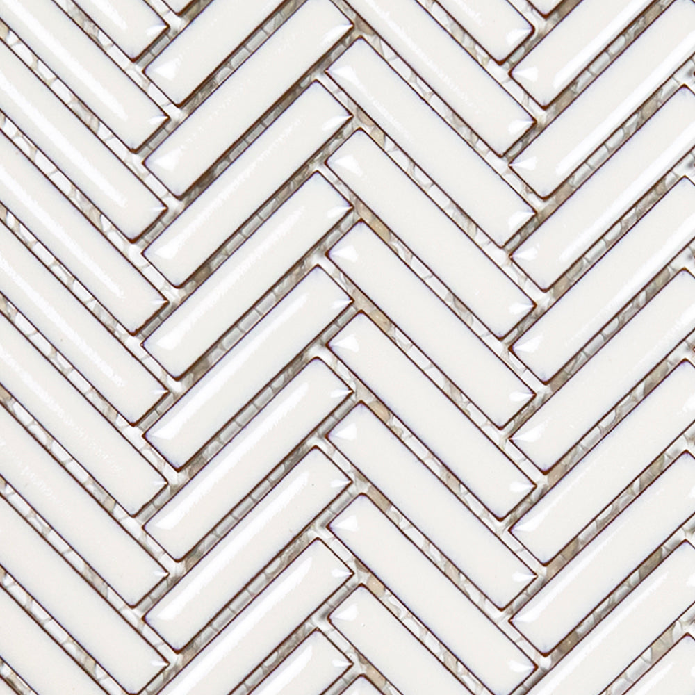 Makai Herringbone Dandelion Gloss Mosaic Tile