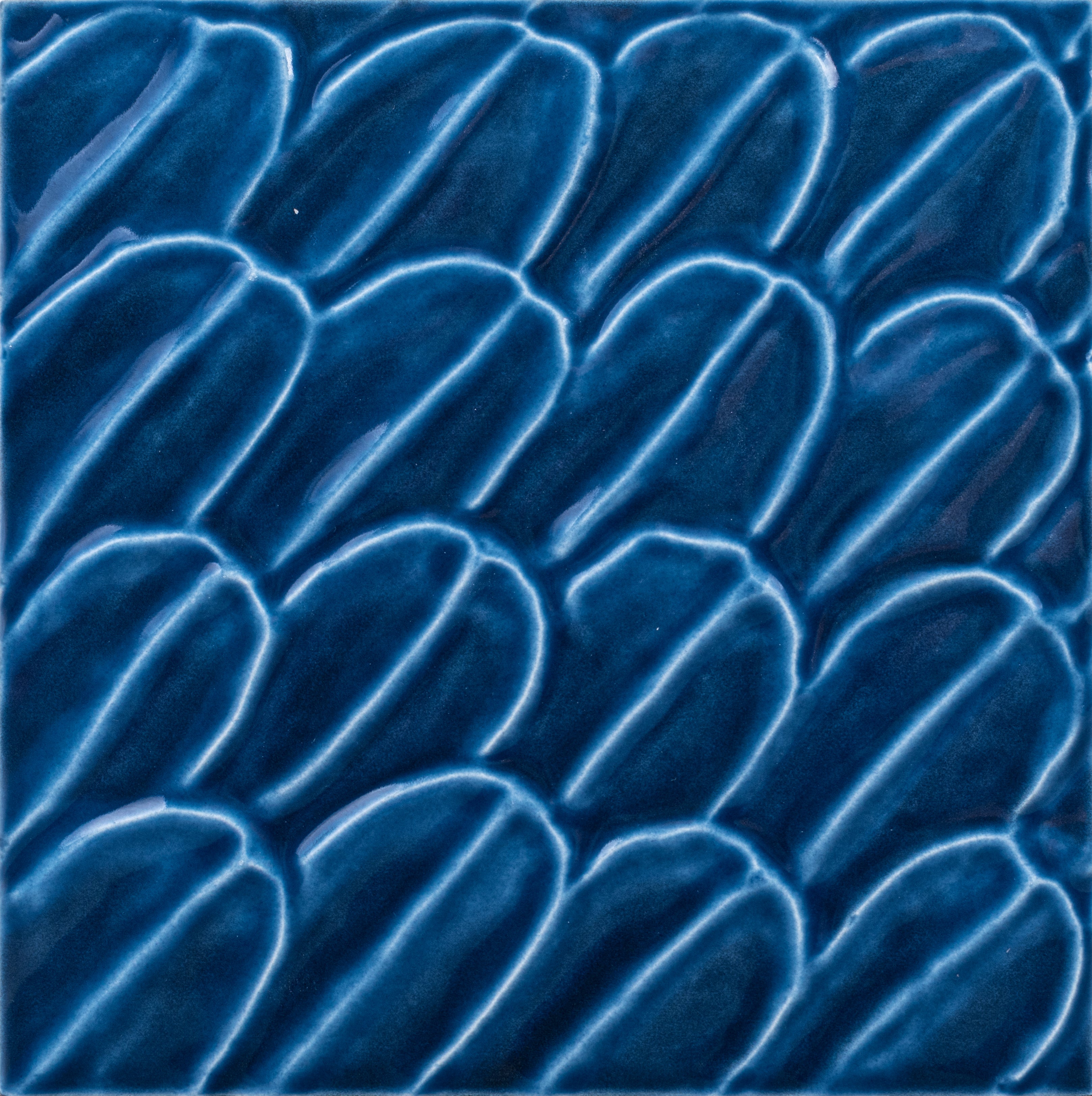 Malibu 6x6 Blue Topango Glossy Deco Porcelain Tile