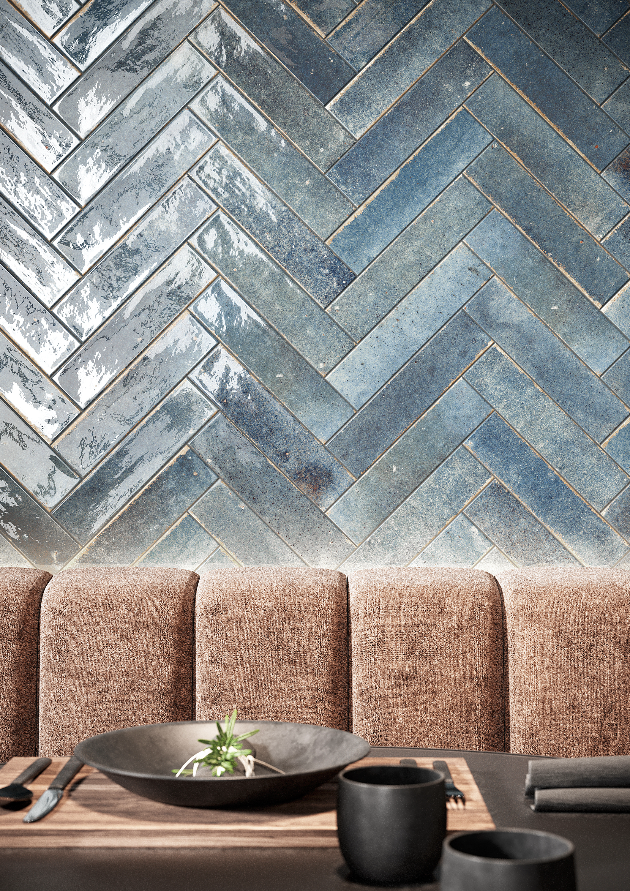 Old City 2x10 Blue Gloss Porcelain Tile