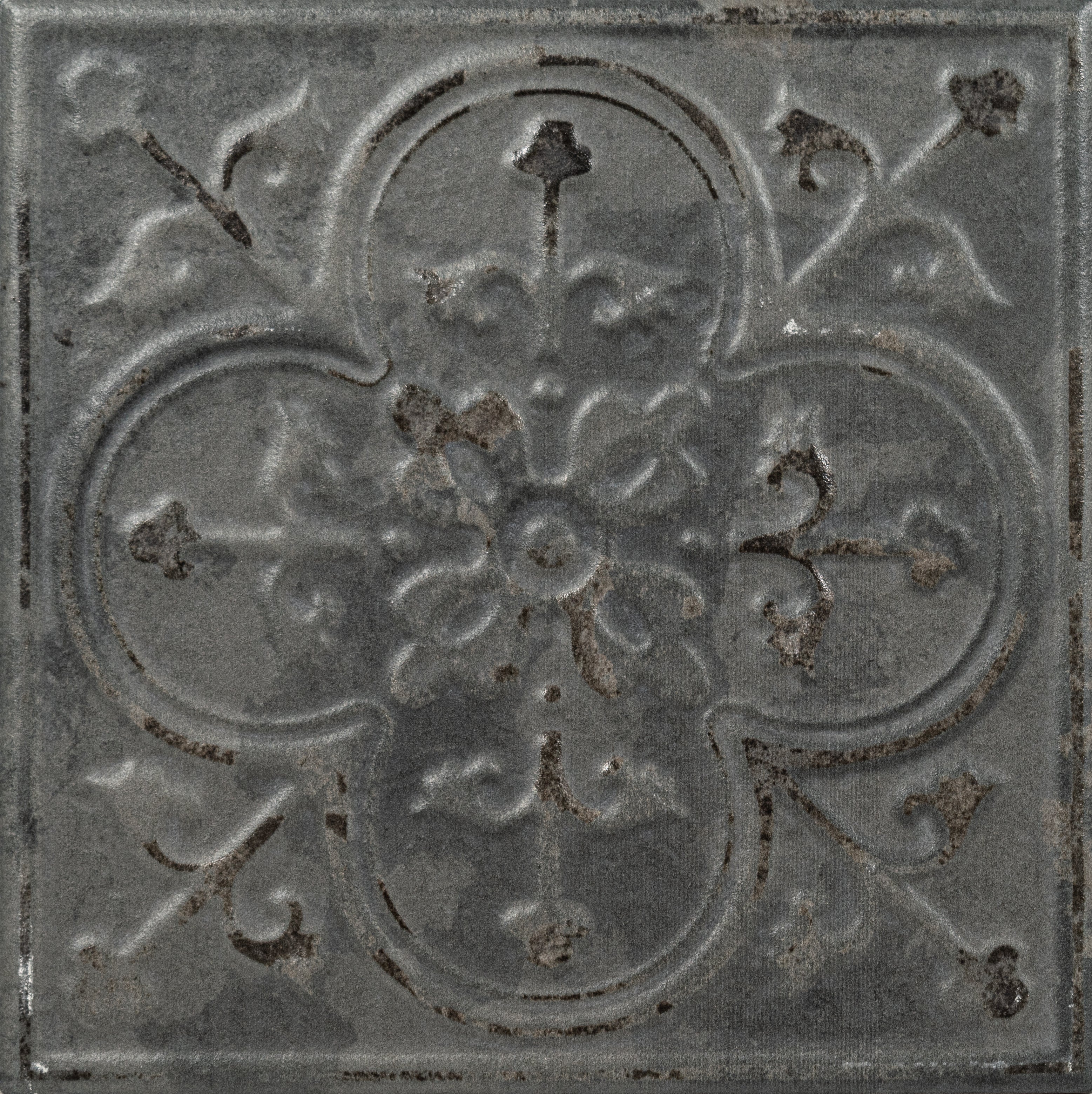 Antiquity 8x8 Gray Embossed Pattern Tile