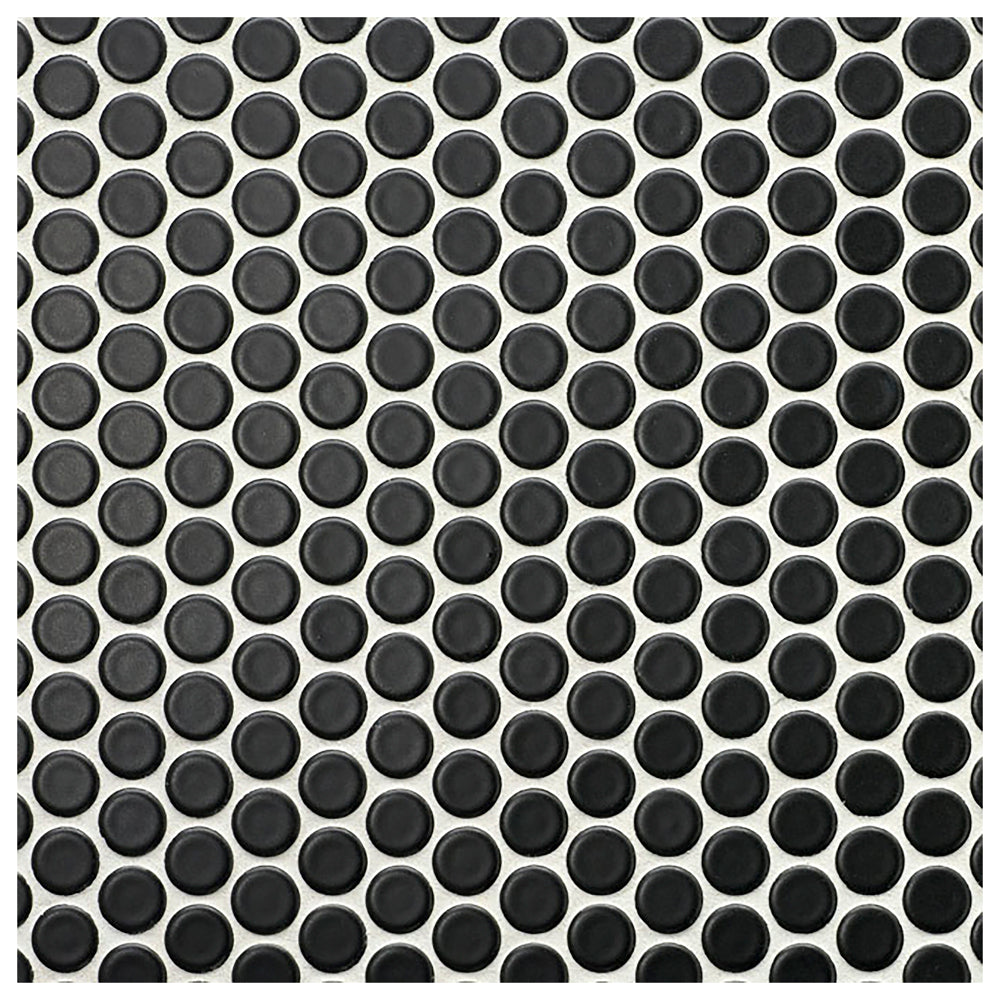 Makai Pennyround Black Matte Mosaic Tile