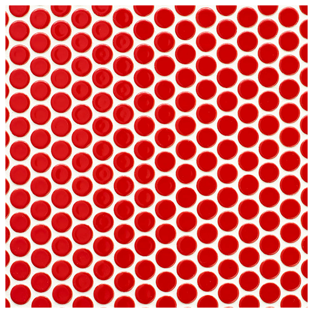 Makai Pennyround Red Gloss Mosaic Tile