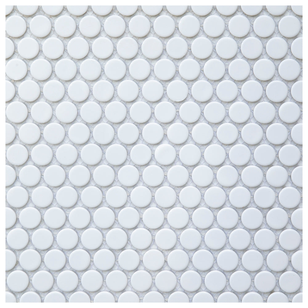 Makai Pennyround White Gloss Mosaic Tile