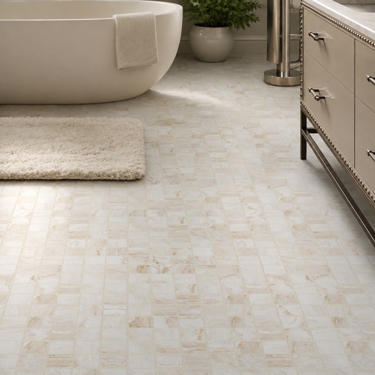Halo Basketweave 12x12 Ivory Porcelain Tile