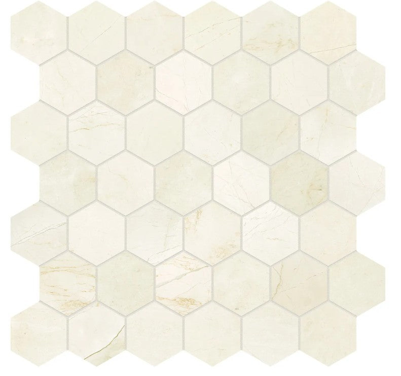 Avorio Crema 2" Hex Natural Stone Tile