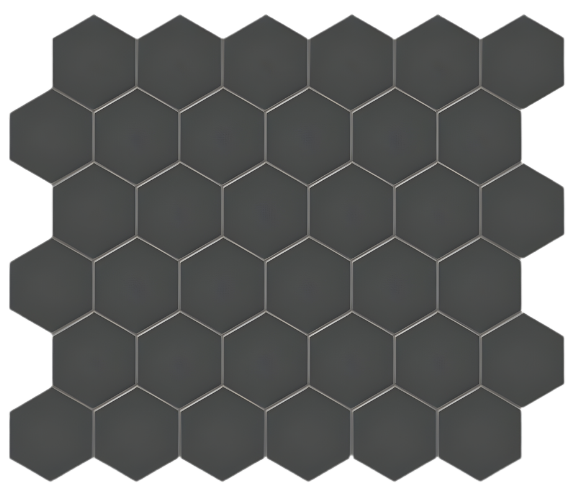 Bistro 2" Hex Black Matte Porcelain Mosaic Tile