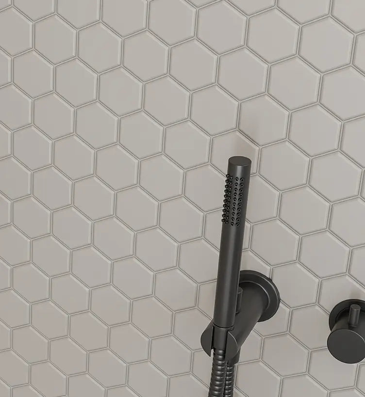 Bistro 2" Hex Greige Matte Porcelain Mosaic Tile