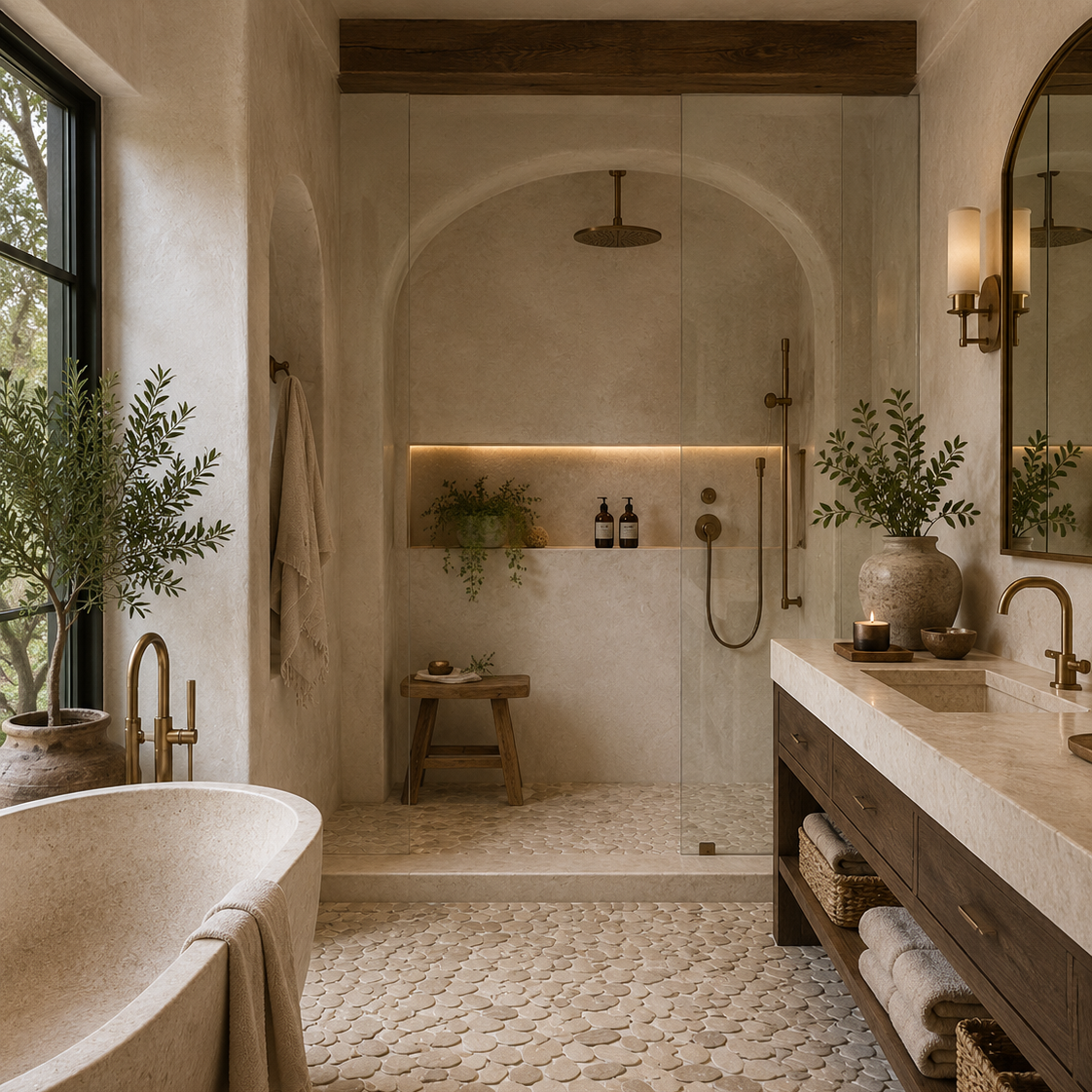 Pebble 12x12 Tan Natural Stone Mosaic Tile
