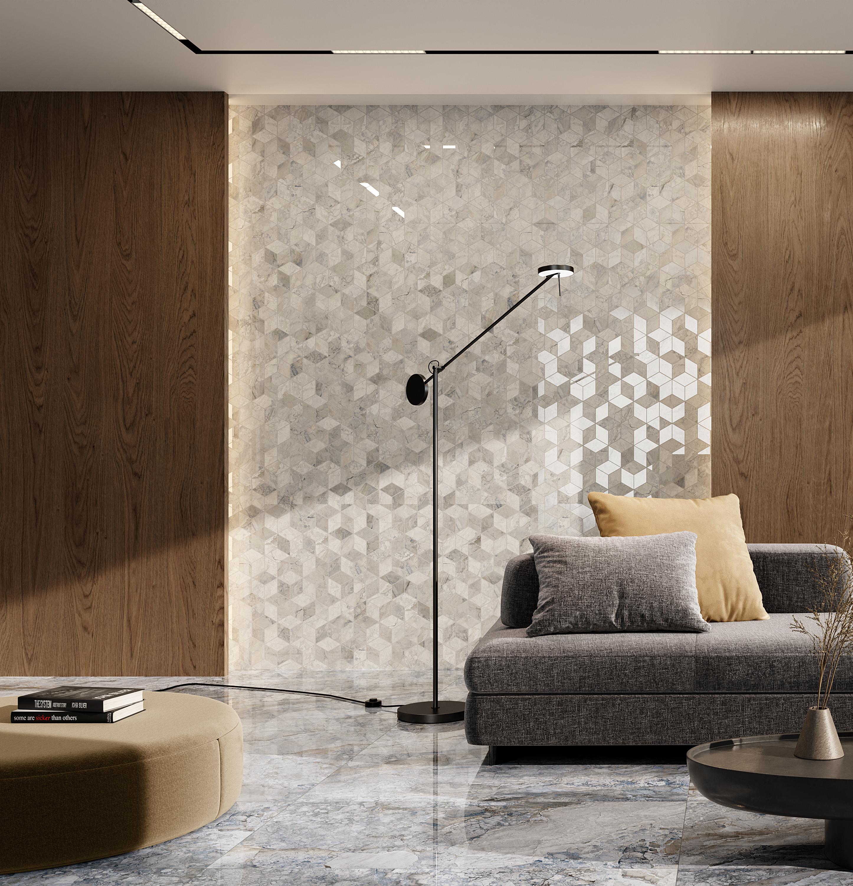 Eternal Almond Multi Finish Hexagon Mosaic