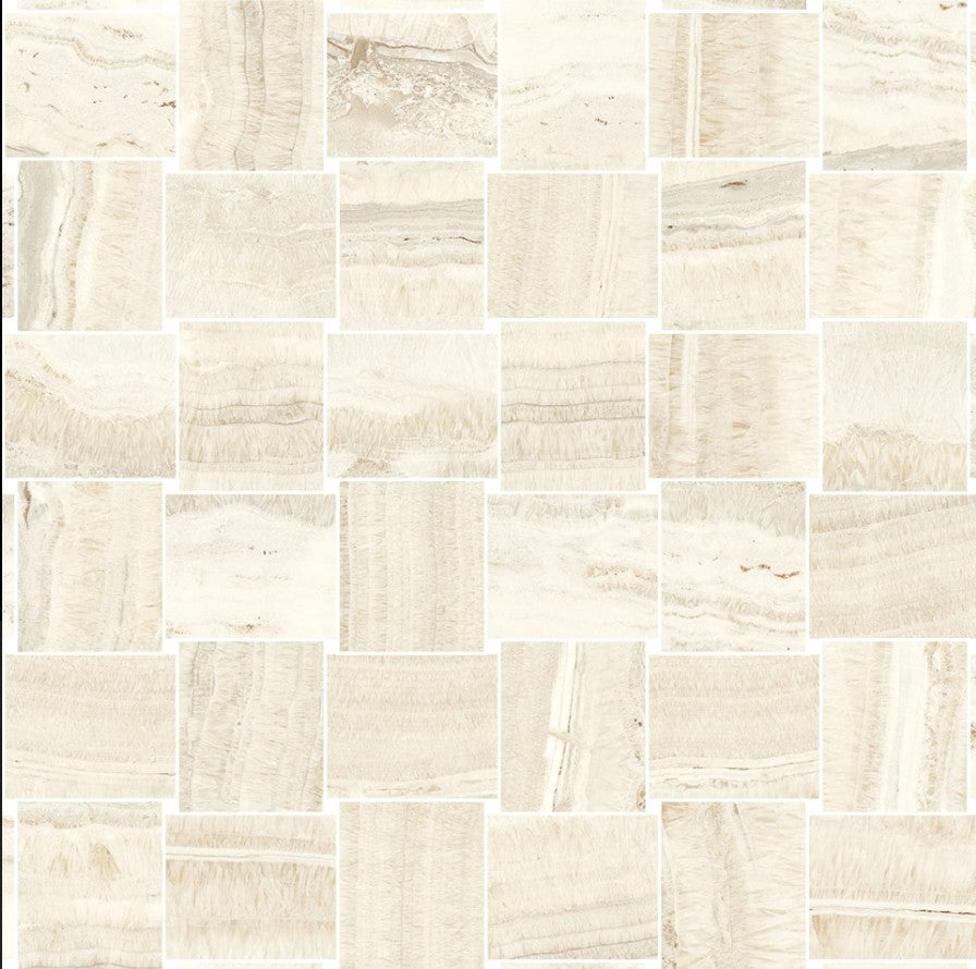 Halo Basketweave 12x12 Ivory Porcelain Tile