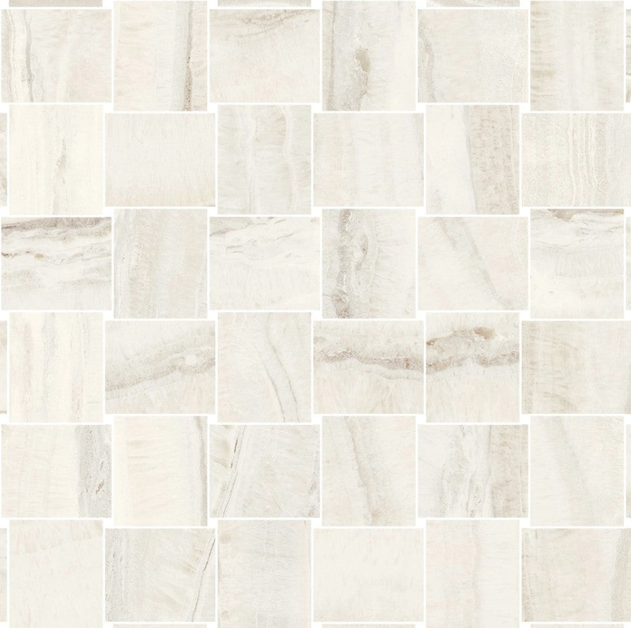 Halo Basketweave 12x12 White Porcelain Tile