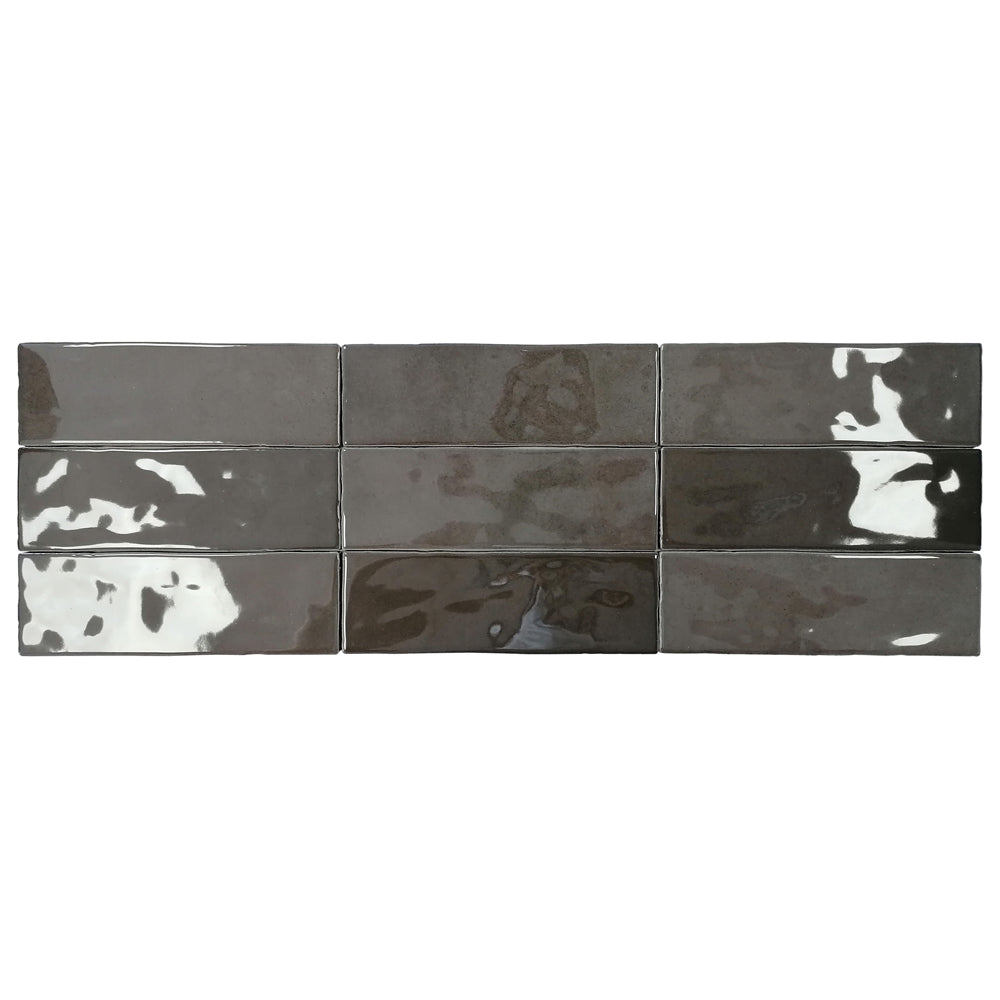 Kai 2.5x8 Onyx Black Gloss Subway Tile