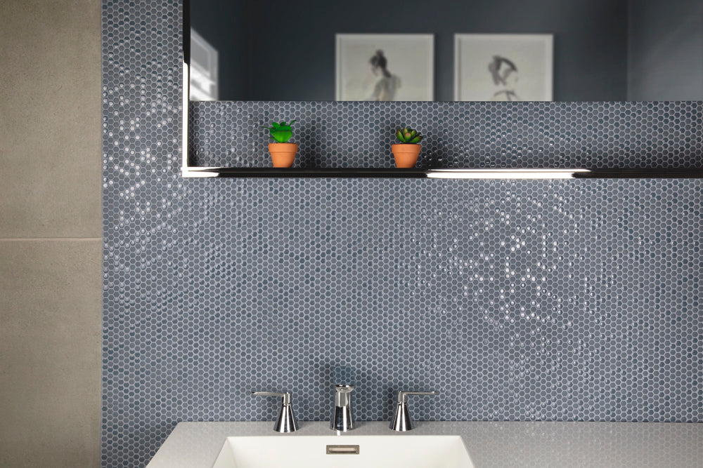 Micro Hex Pebble Glass Mosaic Tile — Urban Coast Tile