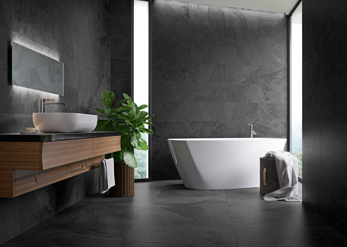 New Slate 12x24 Black Porcelain Tile