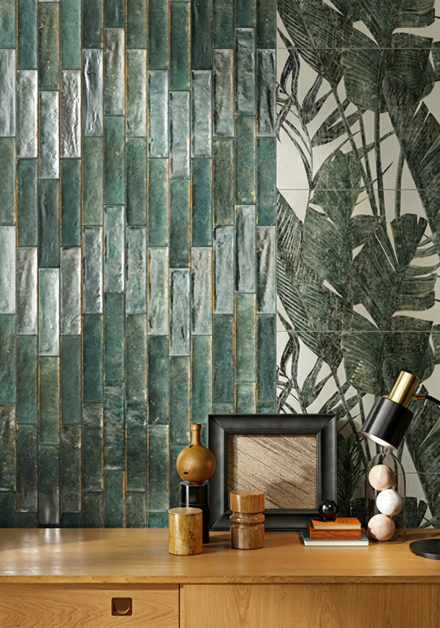 Old City 2x10 Green Gloss Porcelain Tile