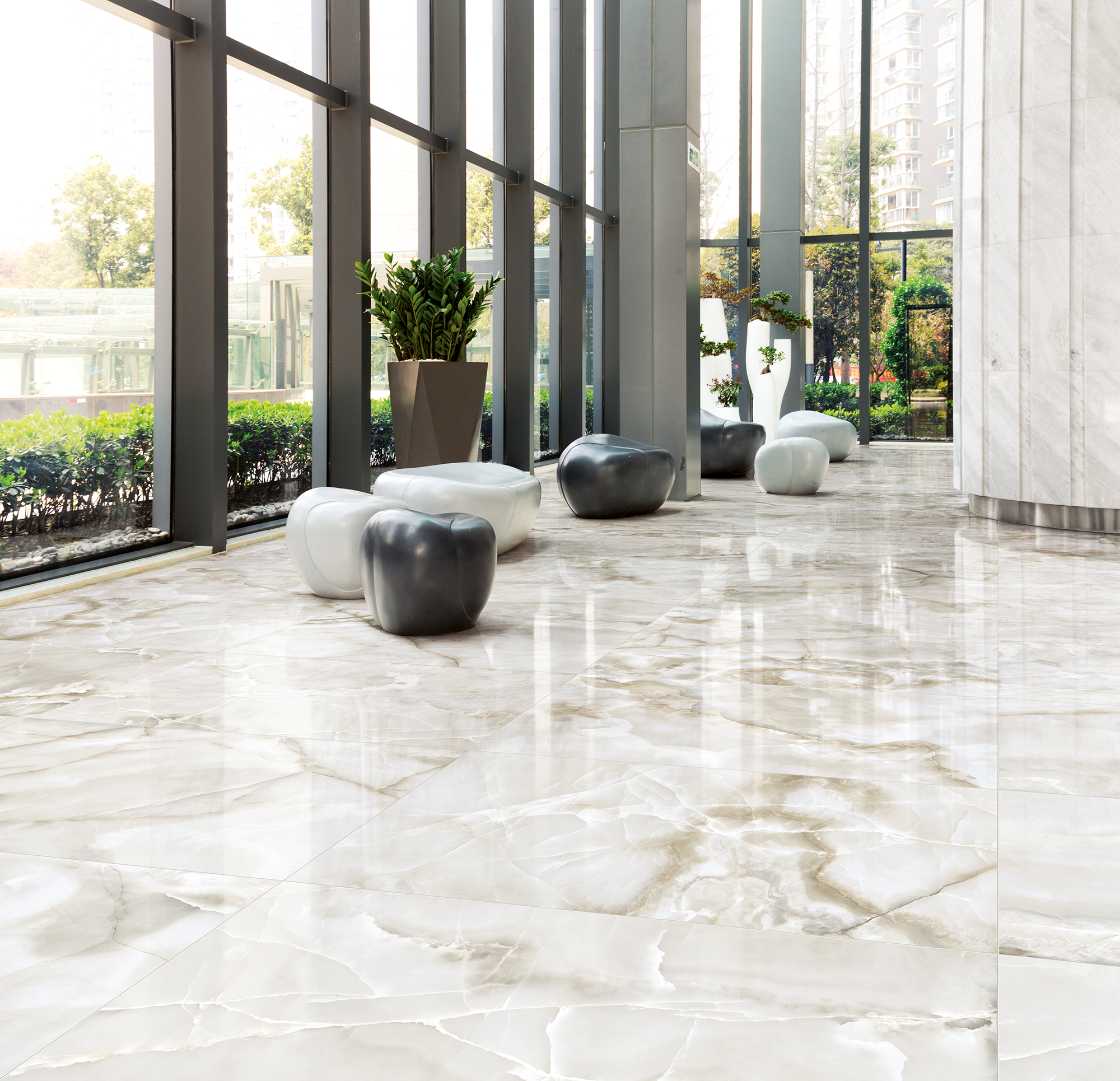 Oceana Onyx 24X48 White Polished Large Format Porcelain Tile