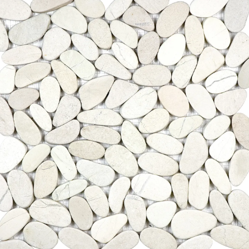 Image shows a 12x12 pebble like tile in ivory