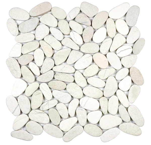 Image shows a 12x12 pebble like tile in ivory