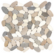 Image shows a 12x12 Mosaic pebble tile made of natural stone in brown tan and white shades