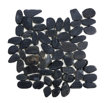 Image showing black 12x12 tiles with a pebble like look made of natural stone