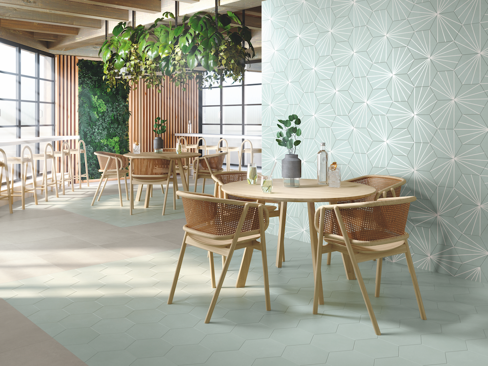 Spotlight 9x10 Hex Deco Green Porcelain Tile