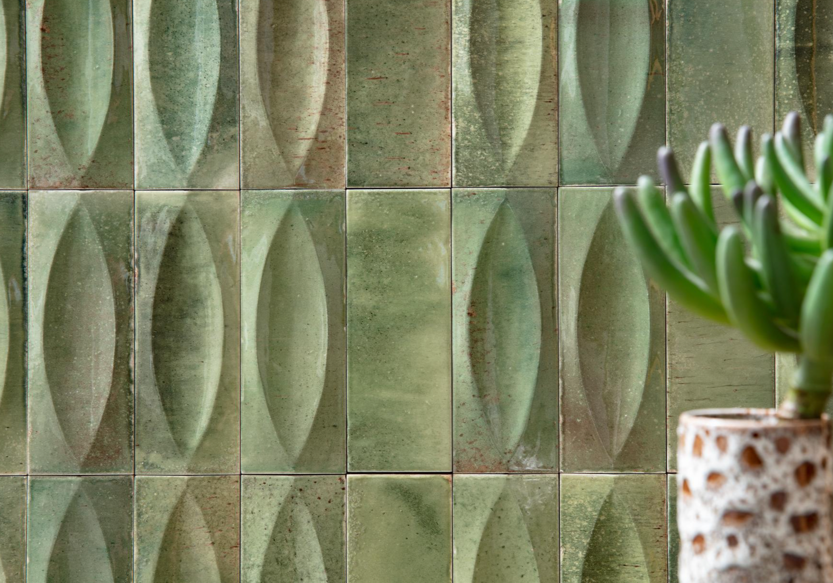 Surf 3x8 Giada Green Deco Gloss Porcelain Tile - Samples