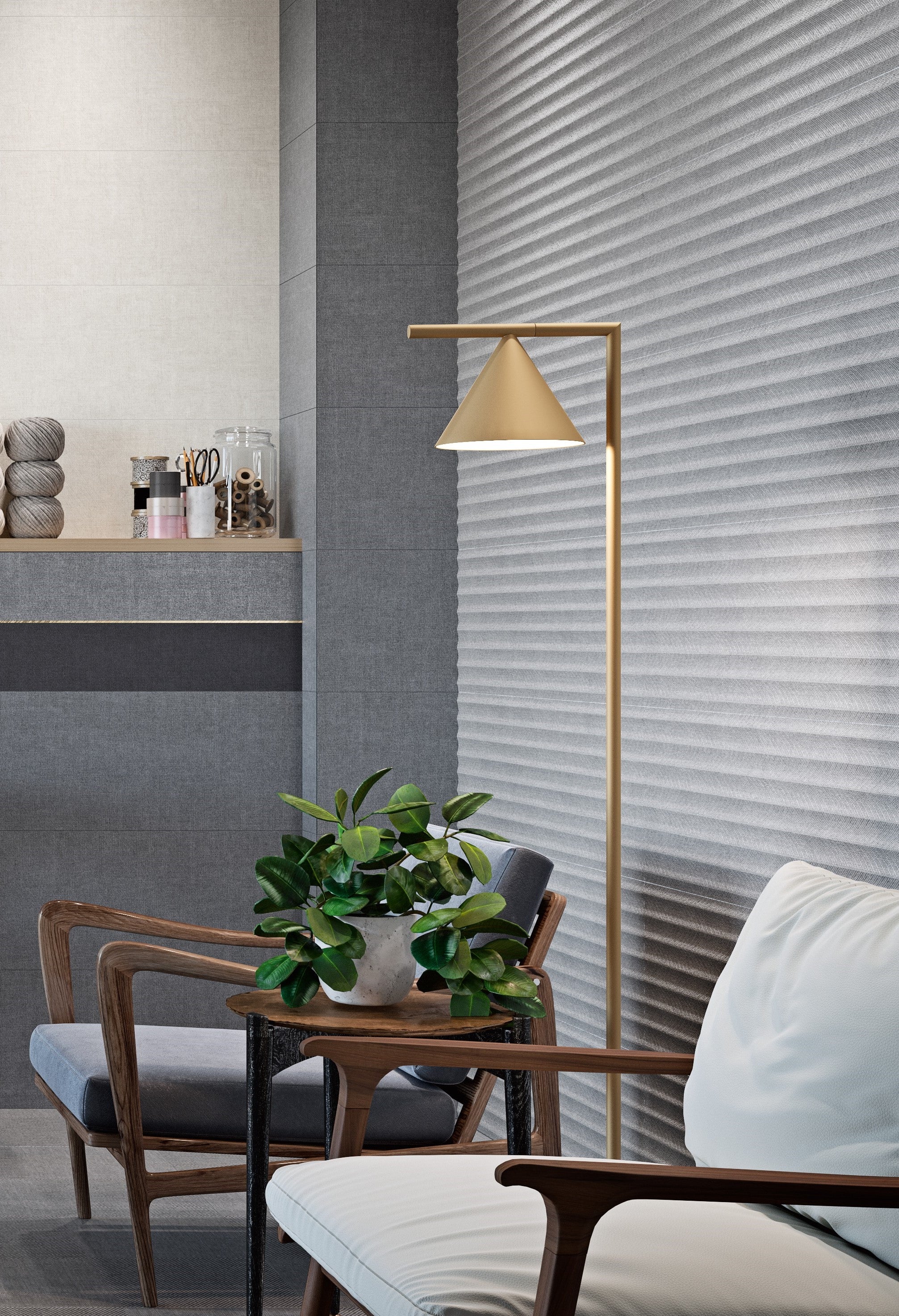 Textile 13x39 Gray Matte Ceramic Tile