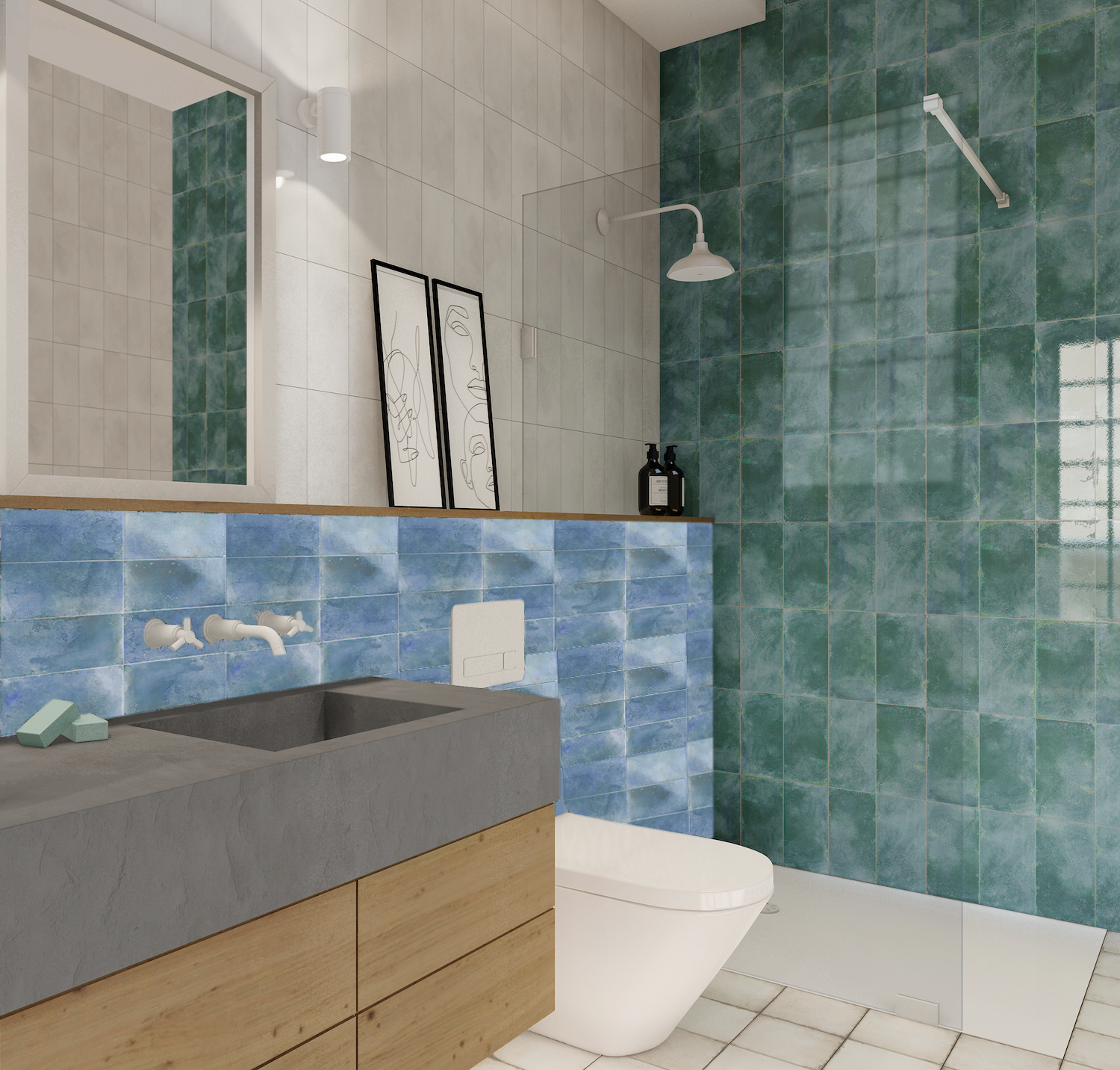 Zeppelin 6X12 Blue Gloss Ceramic Tile - SAMPLES