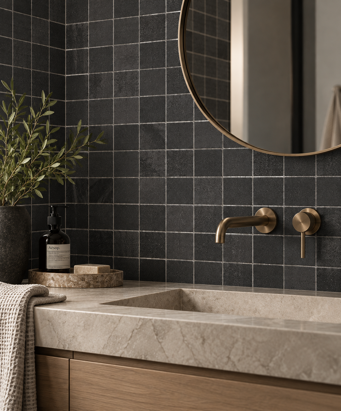 Fresh 2x2 Black Mosaic Porcelain Tile