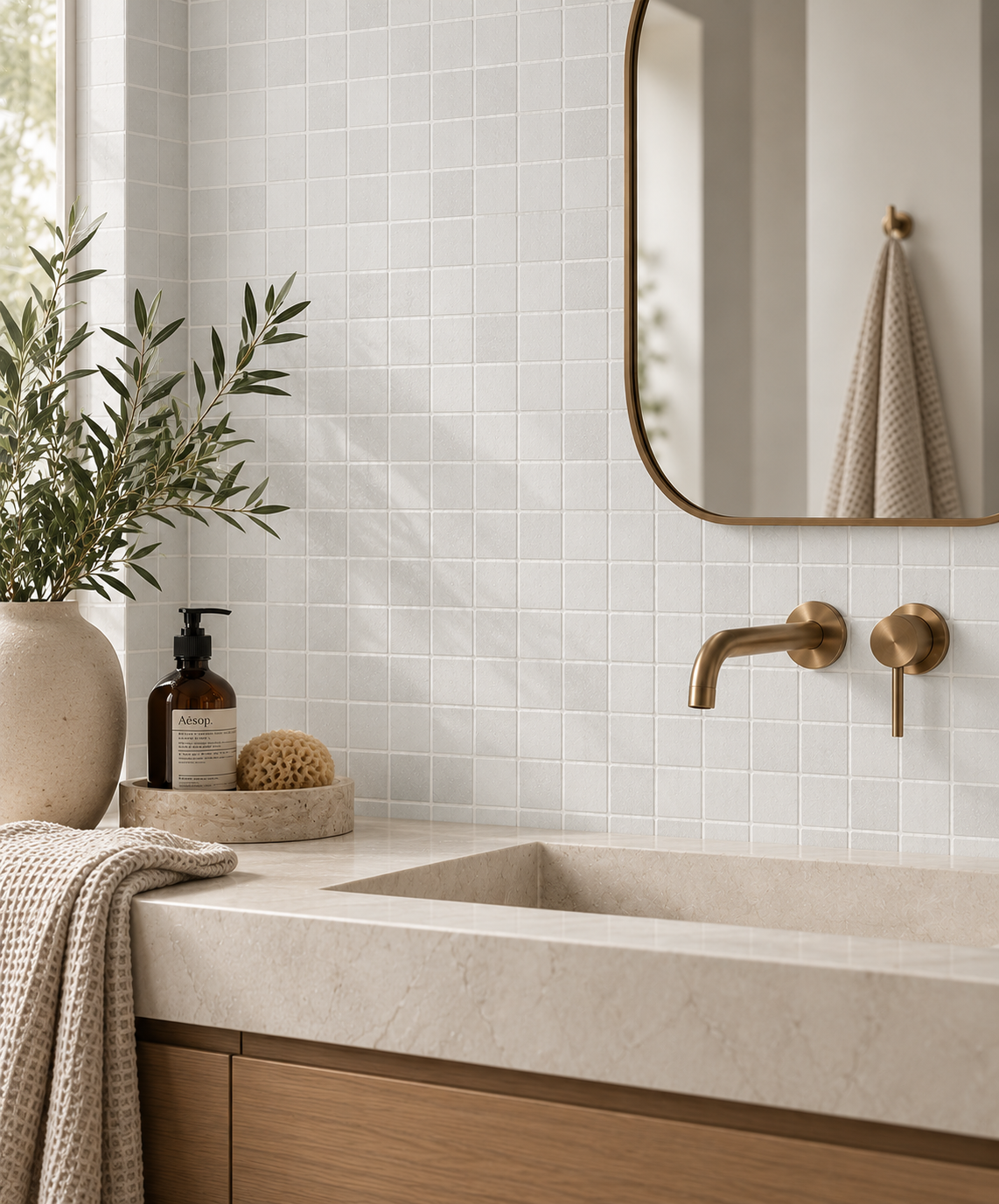 Fresh 2x2 White Mosaic Porcelain Tile
