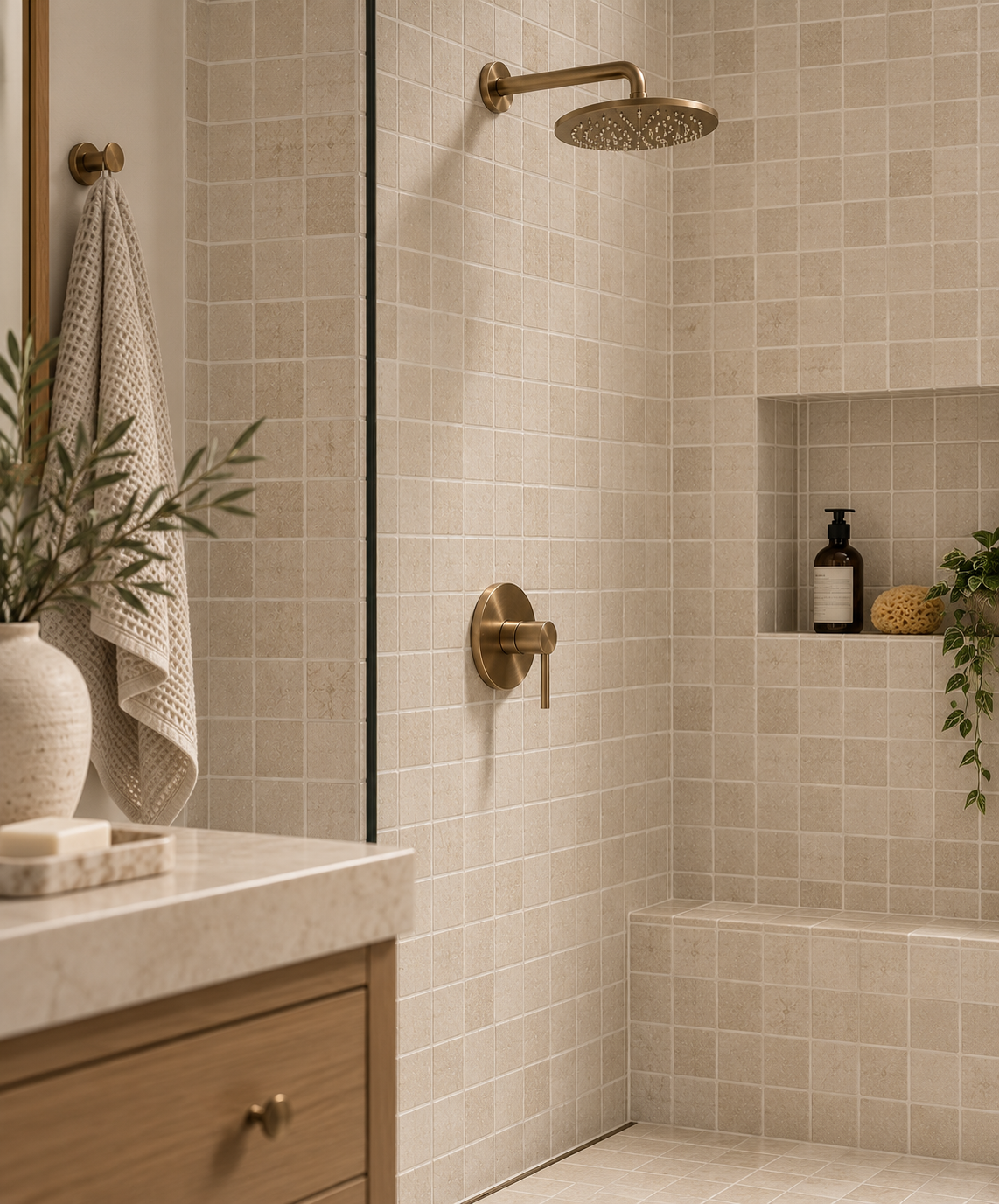 Fresh 2x2 Beige Mosaic Porcelain Tile