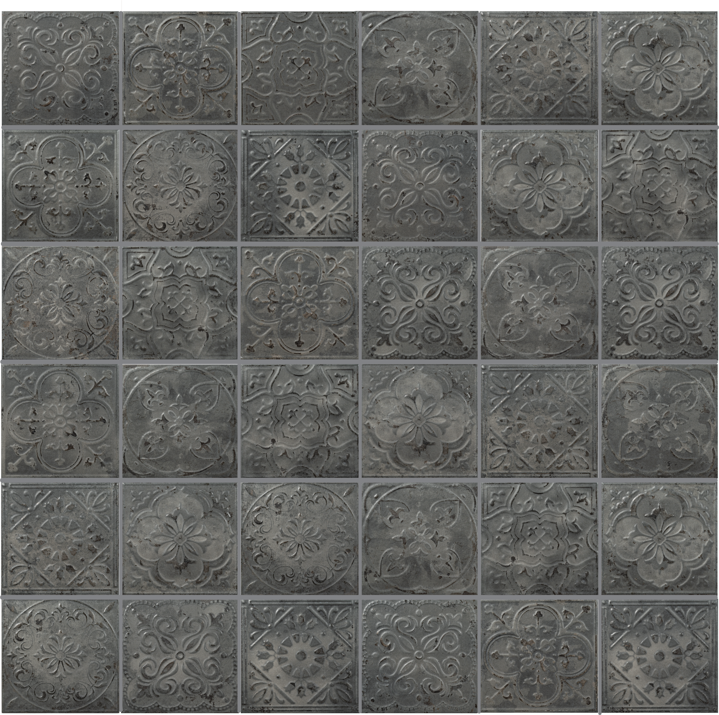 Antiquity 8x8 Gray Embossed Pattern Tile - SAMPLES
