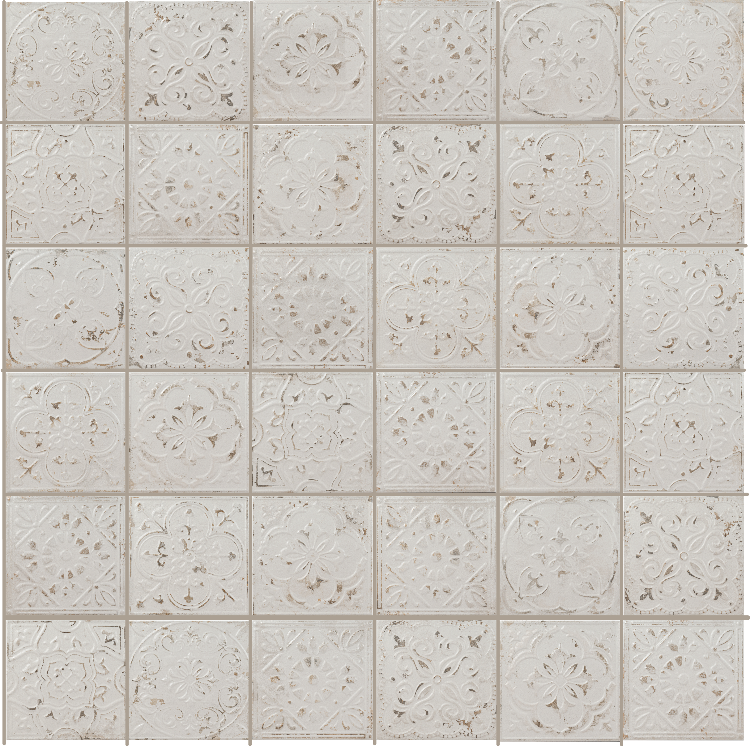 Antiquity 8x8 White Embossed Pattern Tile - SAMPLES