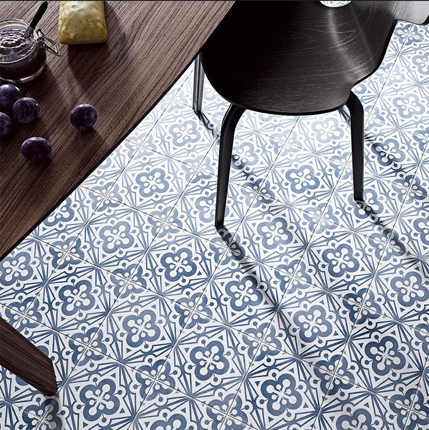 Echo 8x8 Navy Decorative Pattern Tile