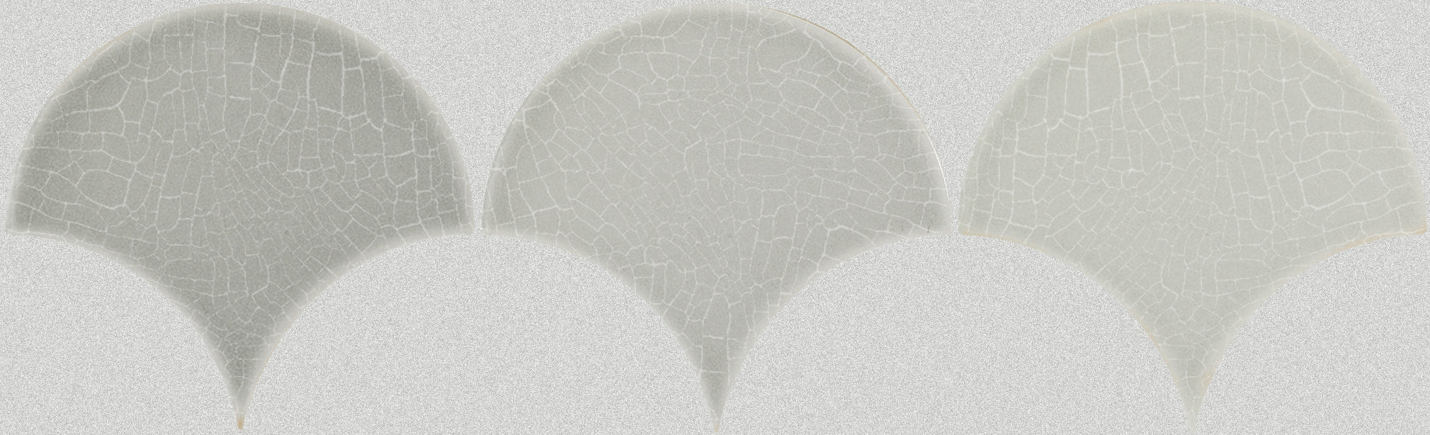 Fan 6X7 Pearl Gray Scalloped Crackled Tile - SAMPLES