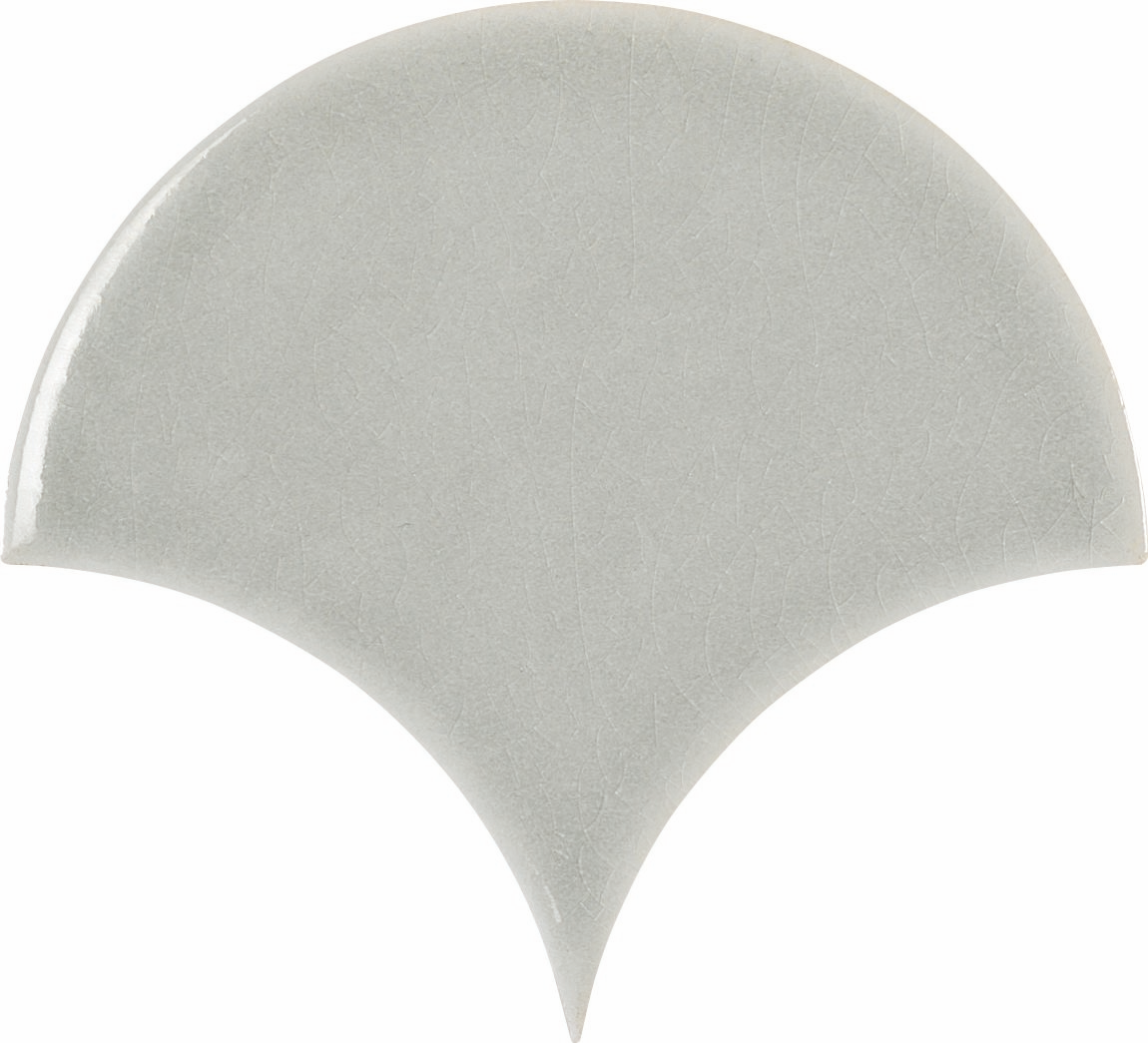 Fan 6X7 Pearl Gray Scalloped Crackled Tile - SAMPLES