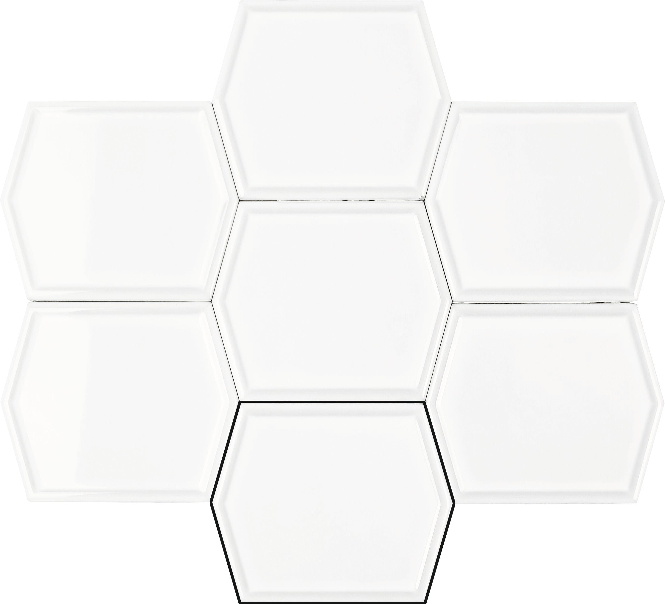 Gem White 5x6 Framed Gloss Hex Tile - Samples