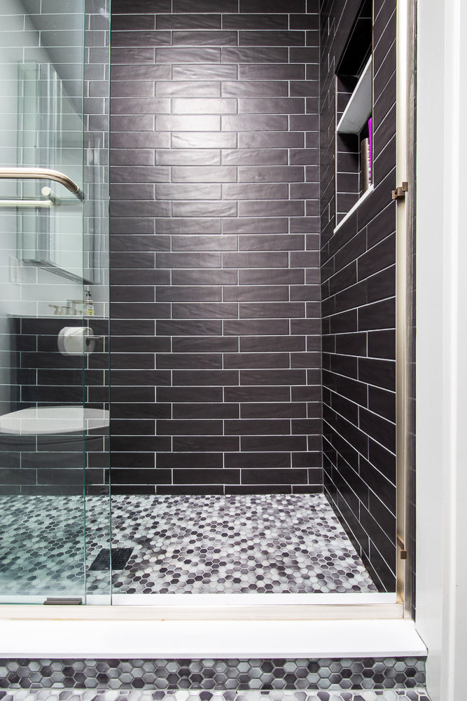 Makai 1" Hexagon Grey Mix Gloss Mosaic Tile - Sample